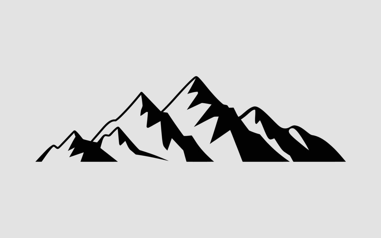 Minimalist black mountain silhouette against a light gray background for outdoor designs vector