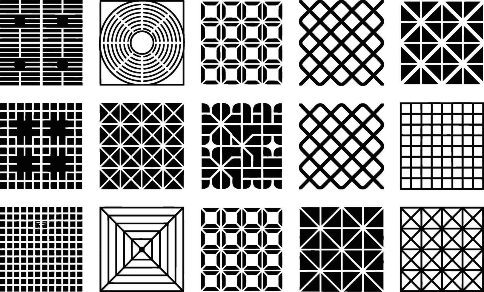 Collection of geometric black and white patterns ideal for decorative backgrounds and design elements vector