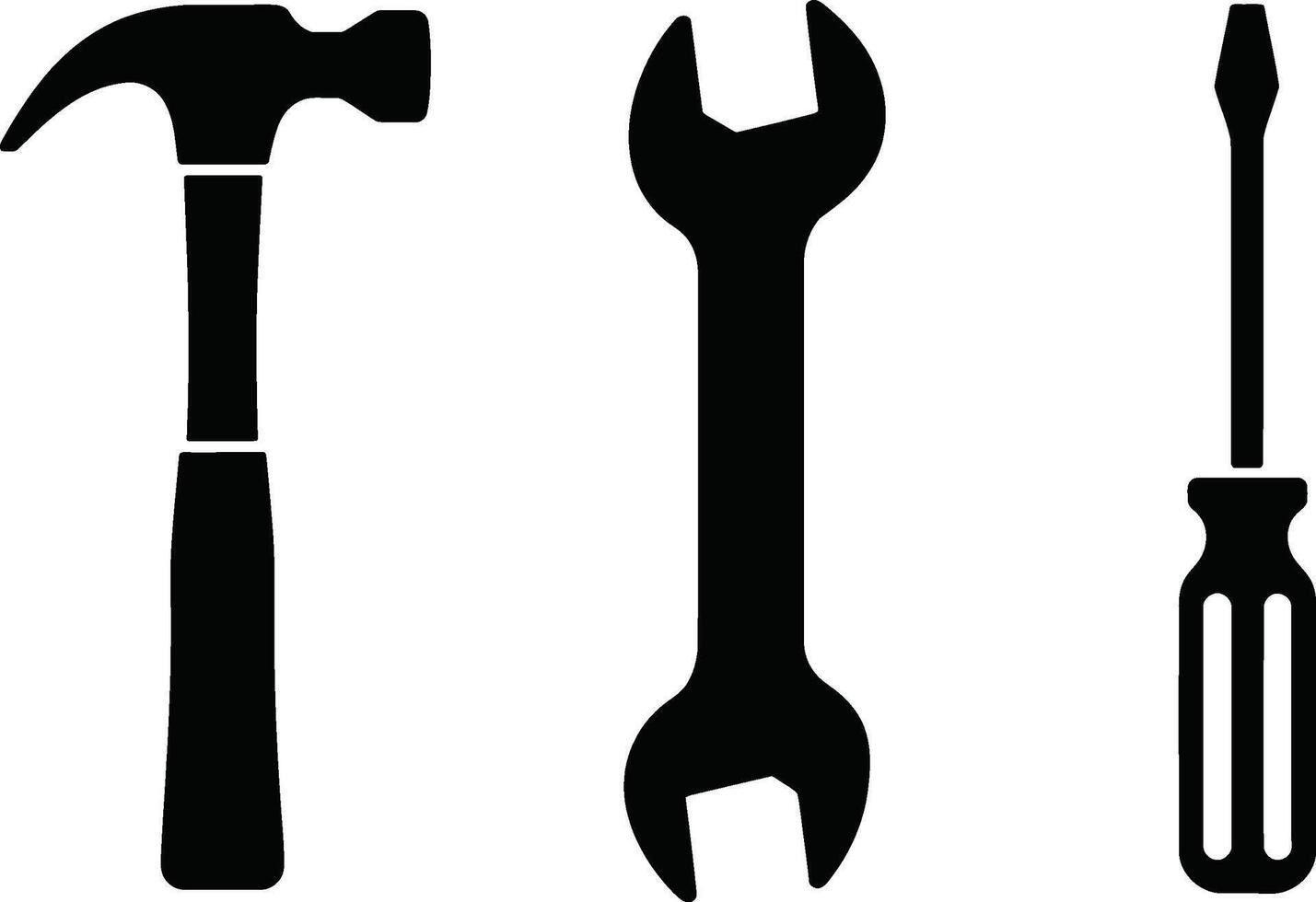 Silhouette of a hammer wrench and screwdriver repair tools for construction and repair vector
