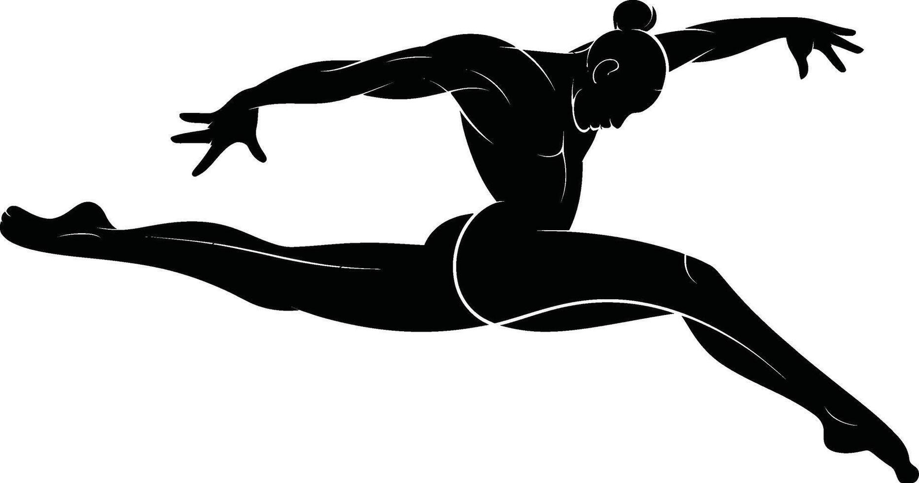 Graceful silhouette depicting a dancer in a dynamic leap against a plain background vector