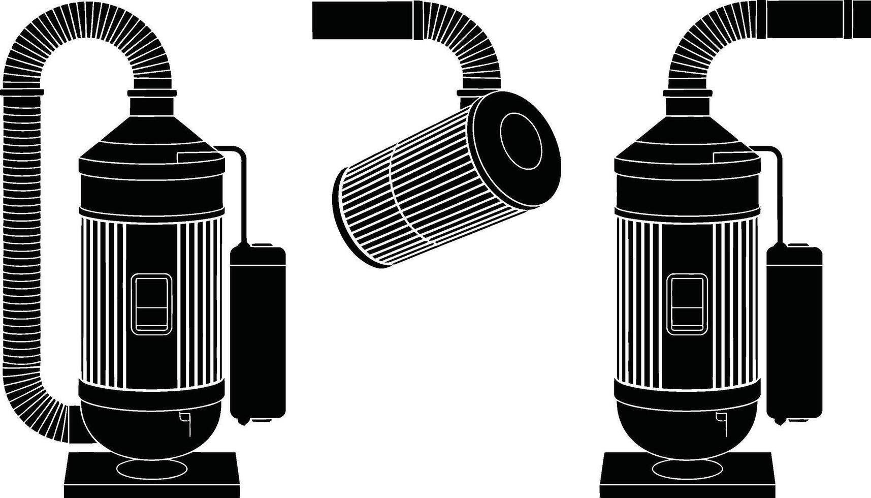 Simple illustration of a industrial air filter system in black and white vector