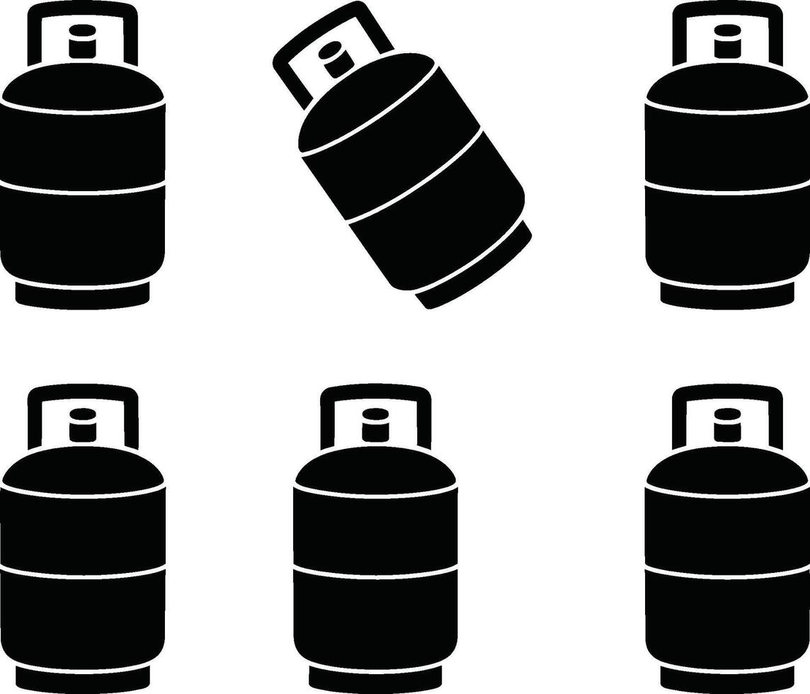 Black and white propane gas tanks illustration for energy and safety concepts vector