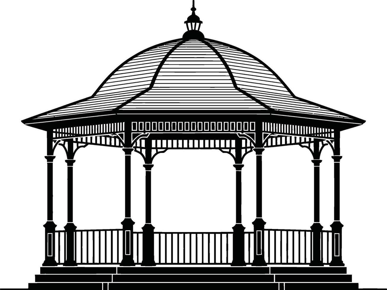 Elegant black and white gazebo illustration suitable for invitations and design projects vector