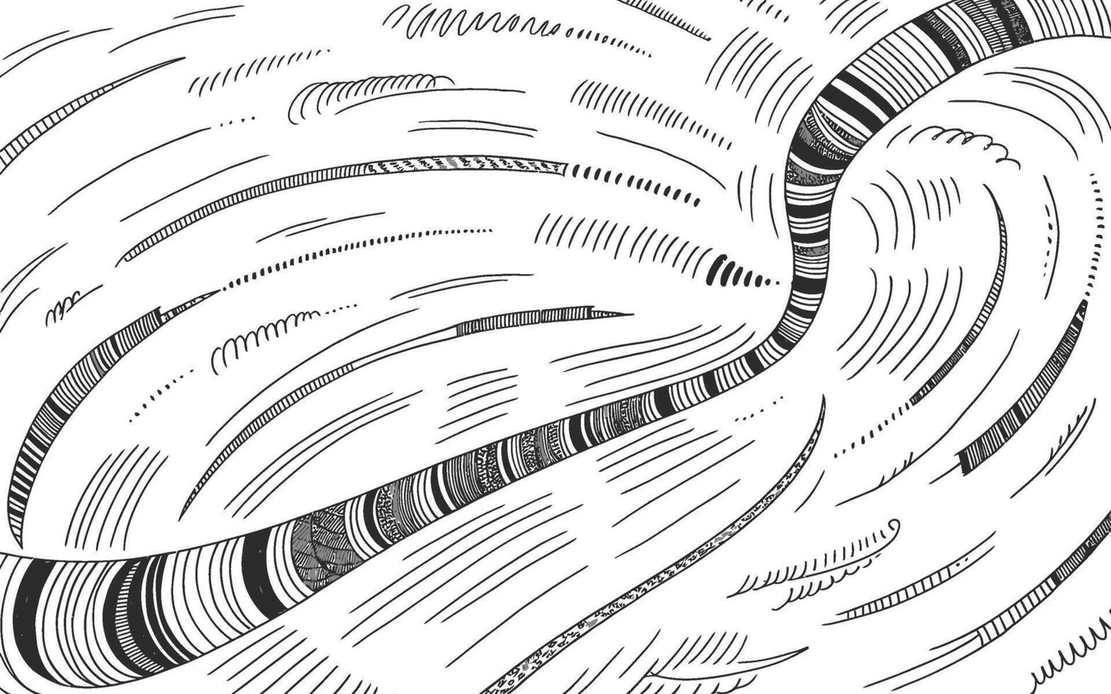 Abstract black and white pen and ink drawing with dynamic lines and artistic texture vector
