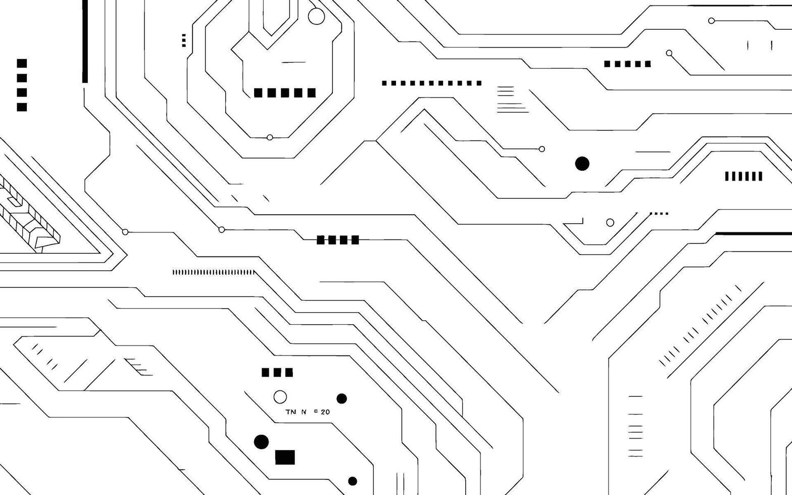 Abstract circuit board design graphic for technology and digital concepts on white background vector