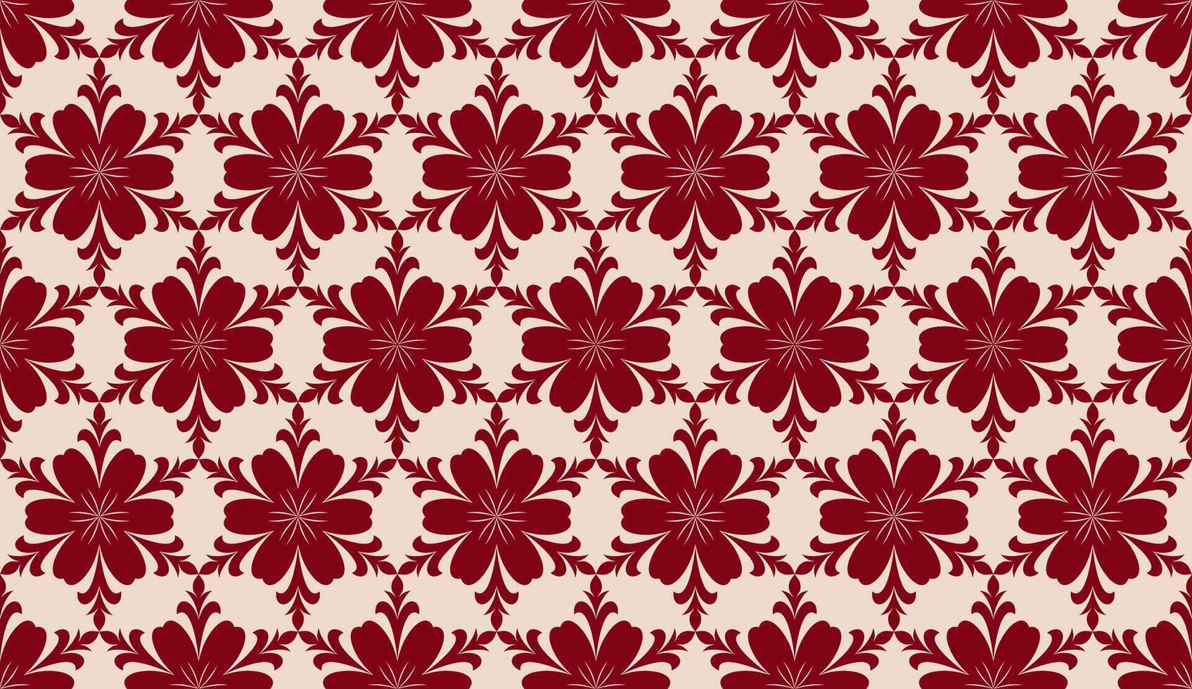 Seamless red floral damask pattern on beige background for wallpaper fabric gift wrap and packaging vector