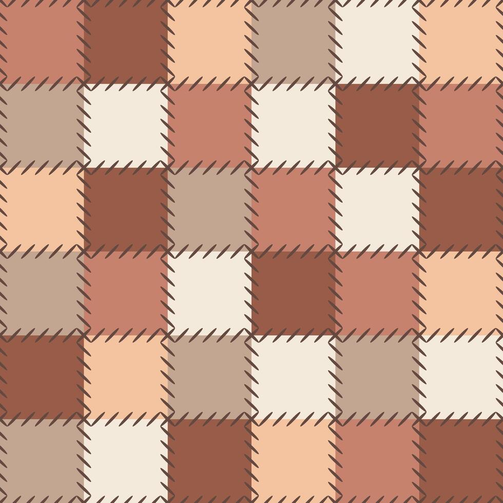 Beige seamless patchwork pattern of square quilt tiles, rustic fabric texture ideal for wrapping paper, textiles, crafts or wall background vector
