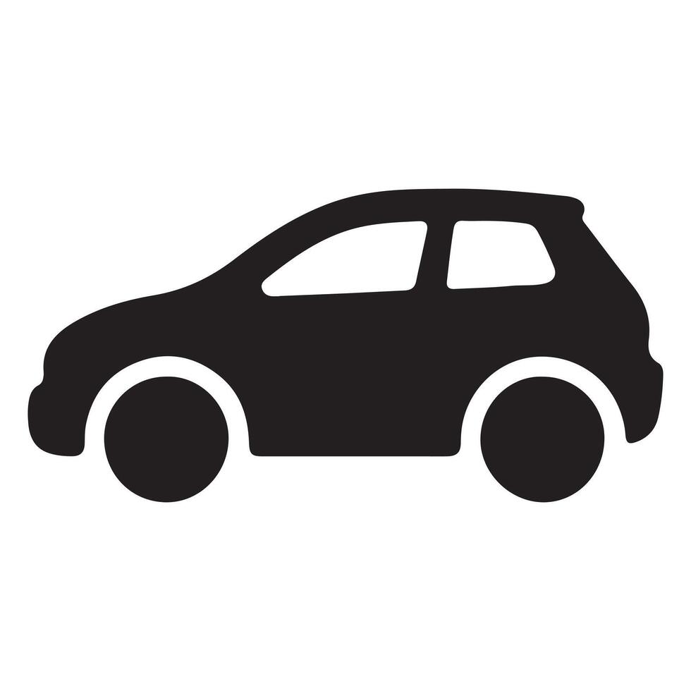 Modern Black car Silhouette Icon Isolated on White Background vector