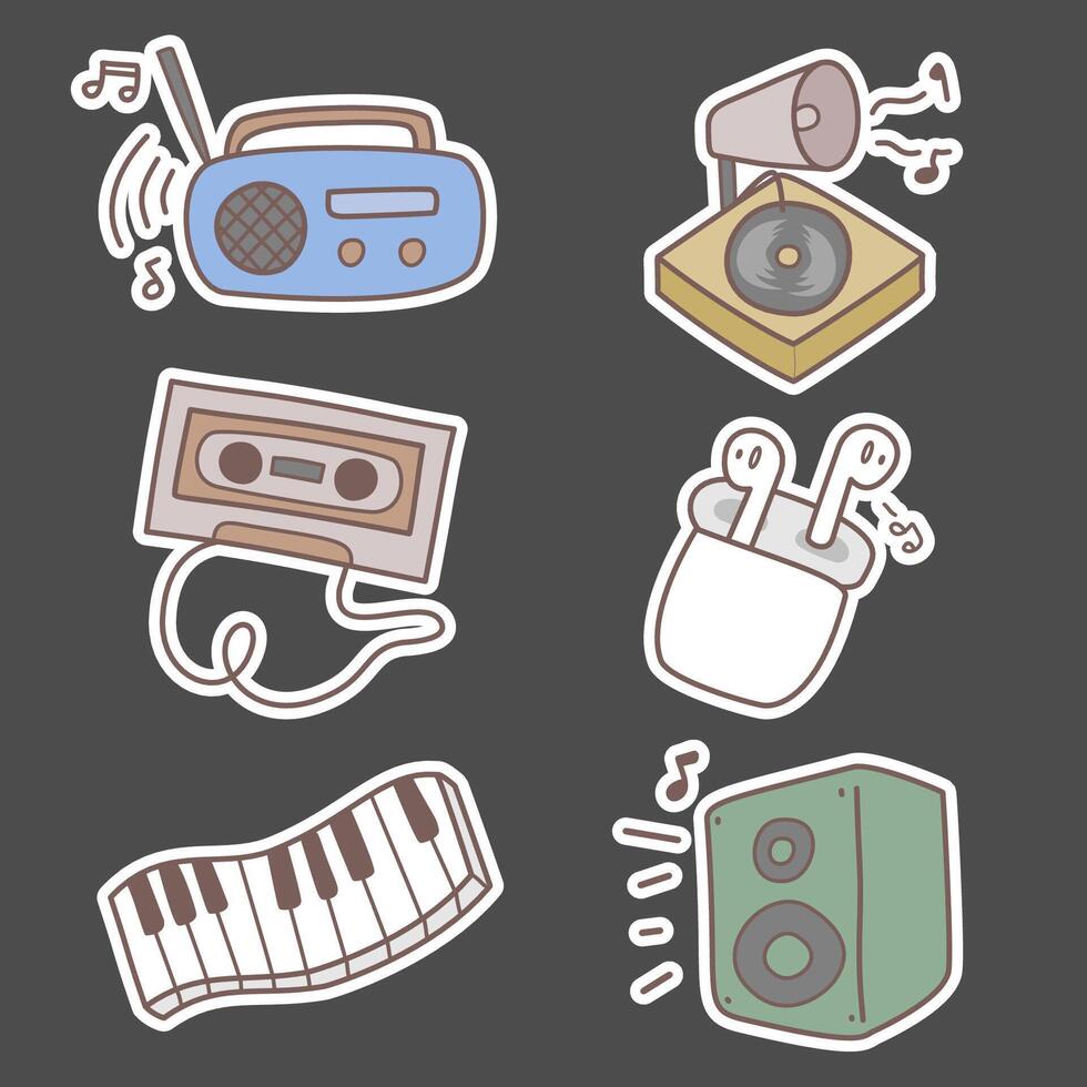 Sticker music doodles vector