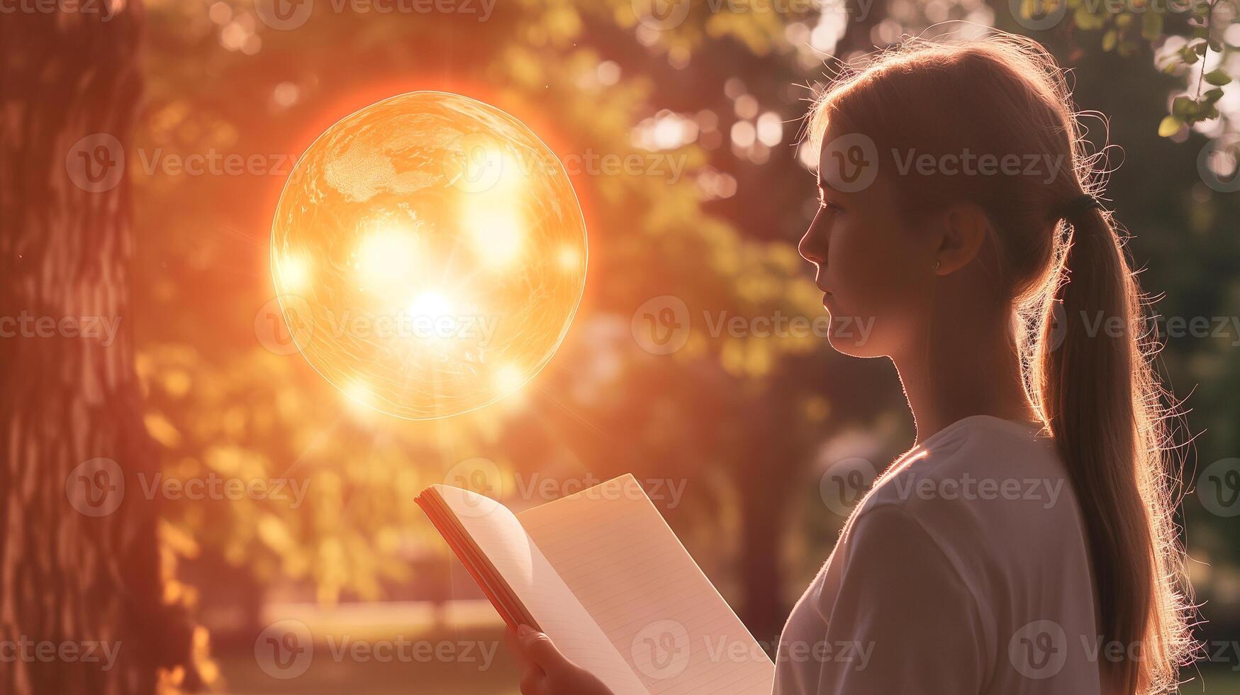 This young learner engages with a digital curriculum that enhances educational experiences outdoors. photo