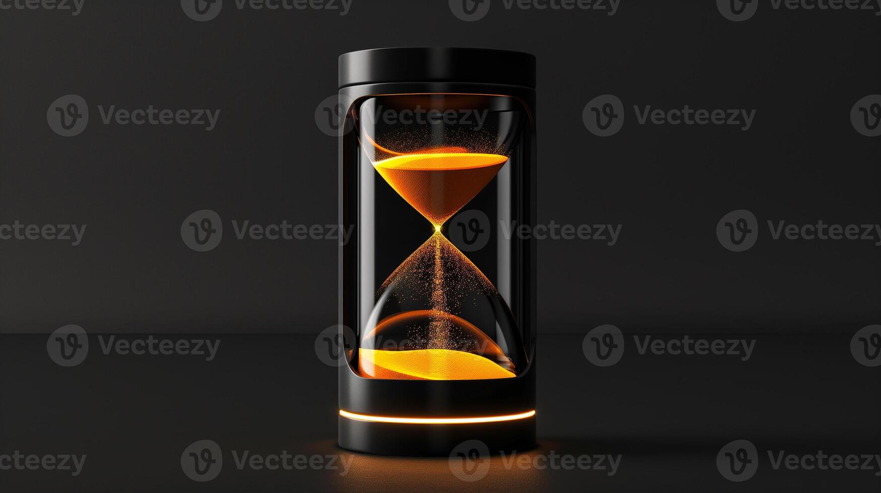This hourglass of orange sands symbolizes time, aging, and biomedical progress. photo