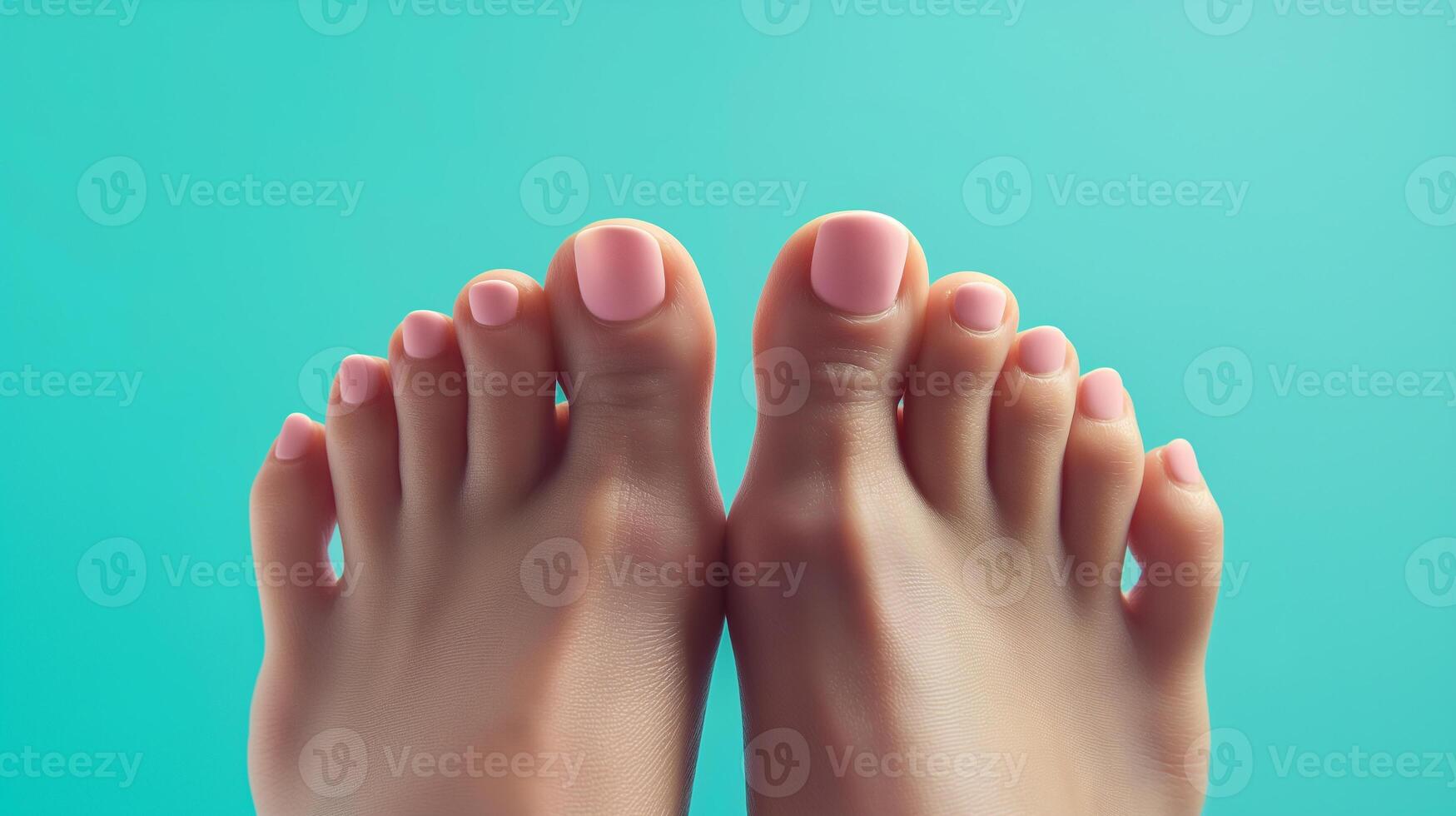 This Elegantly showcased hands and feet with soft pink polish, highlighting nail care techniques. photo