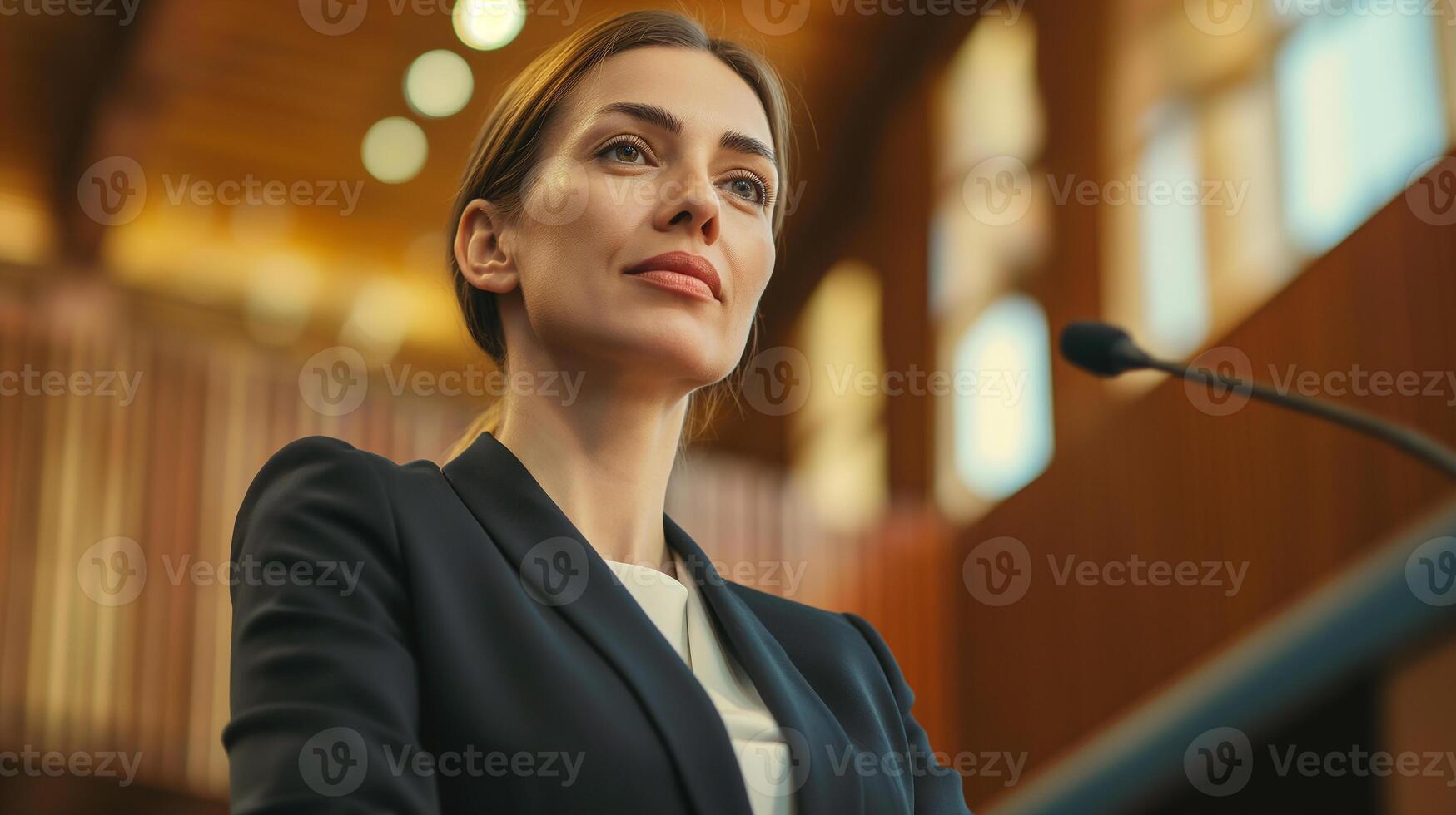 This Speaker presenting important points on legal advocacy at a professional conference event. photo