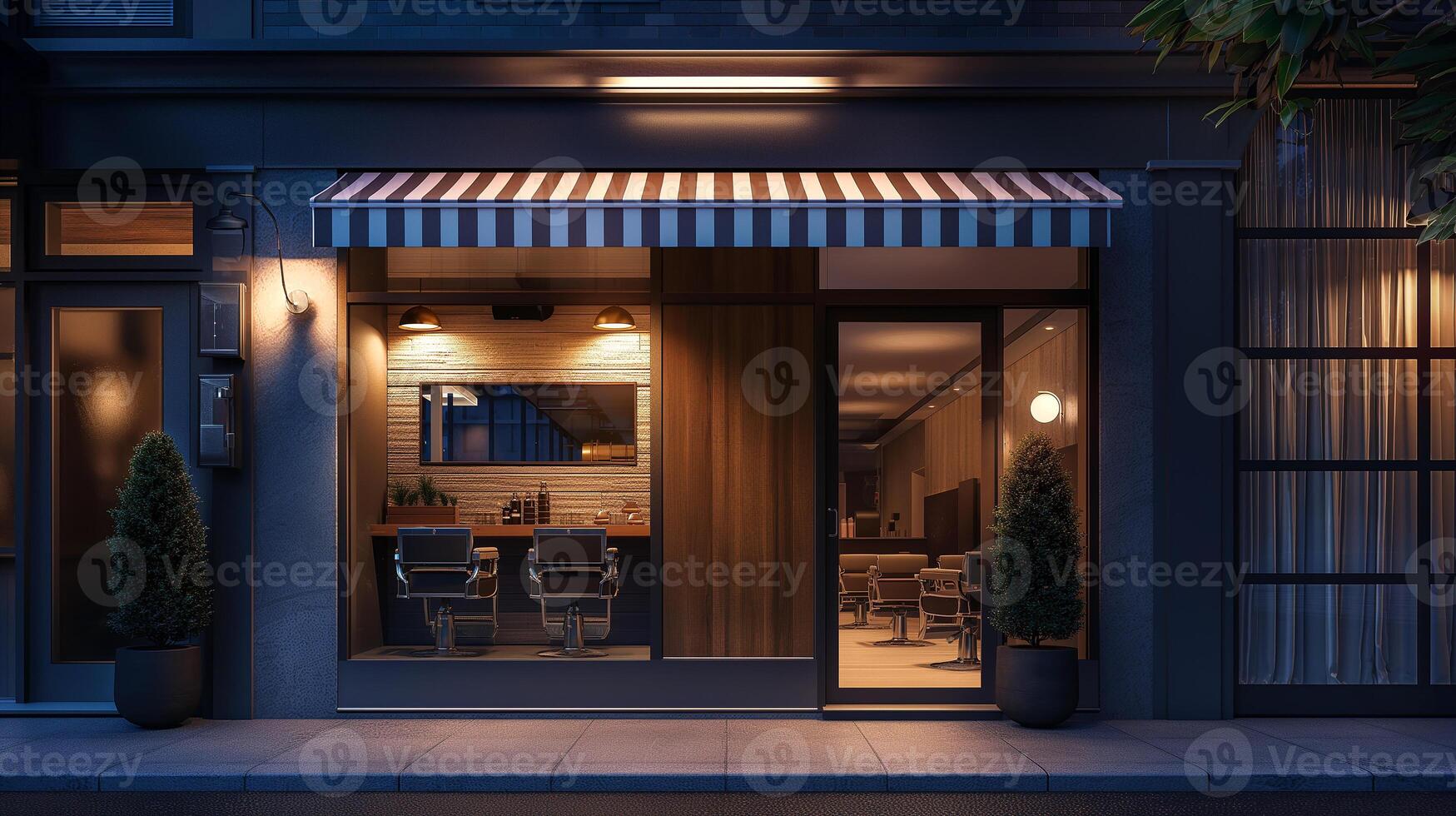 This Barbershop features an inviting exterior with sleek decor for grooming and shaving services. photo