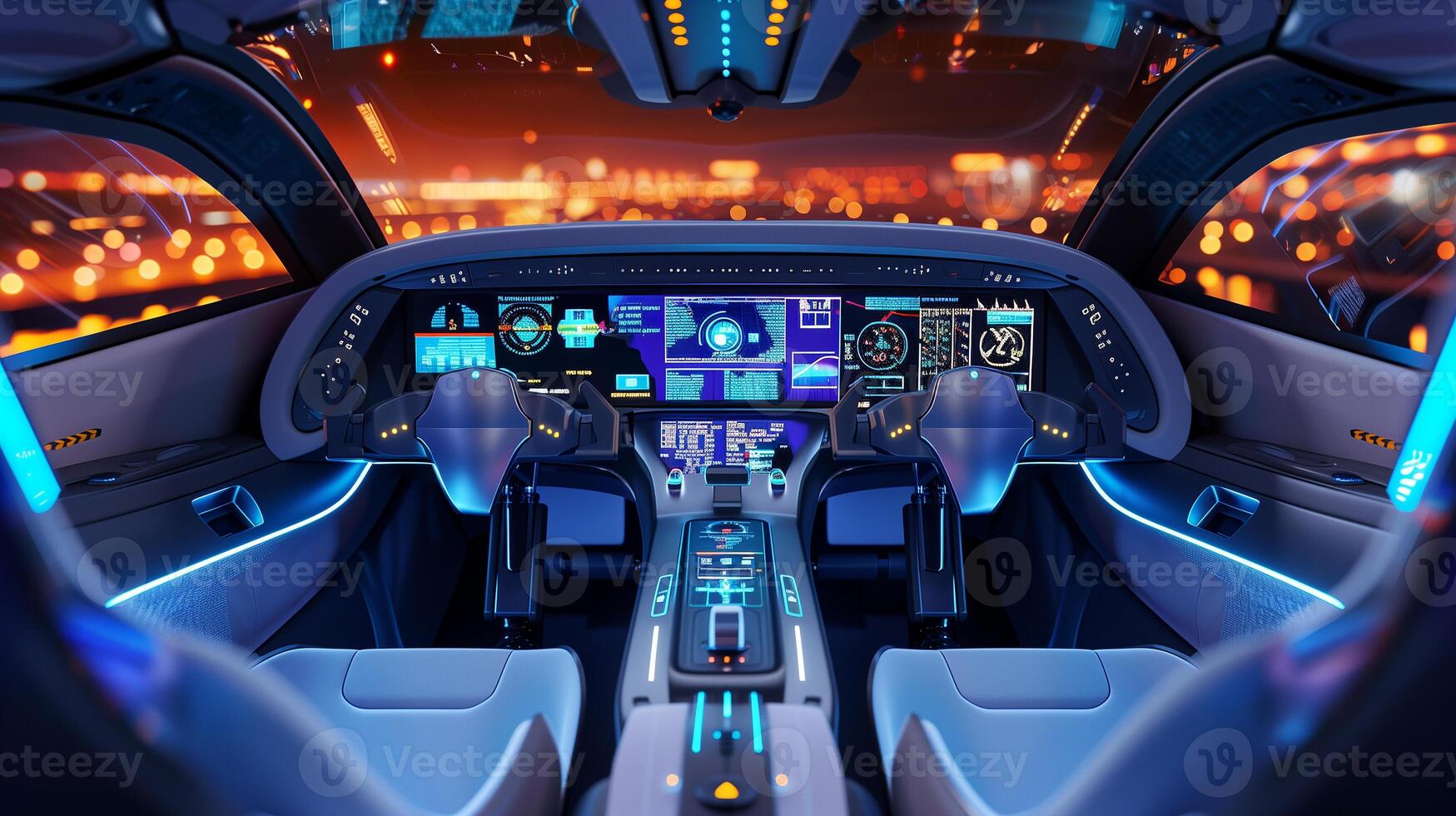 This Complex control panels feature bright displays and automation systems designed for modern travel. photo