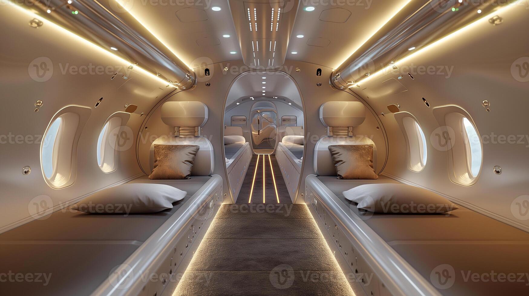 This Automated transport aircraft cabin showcases innovative design and advanced mobility solutions. photo