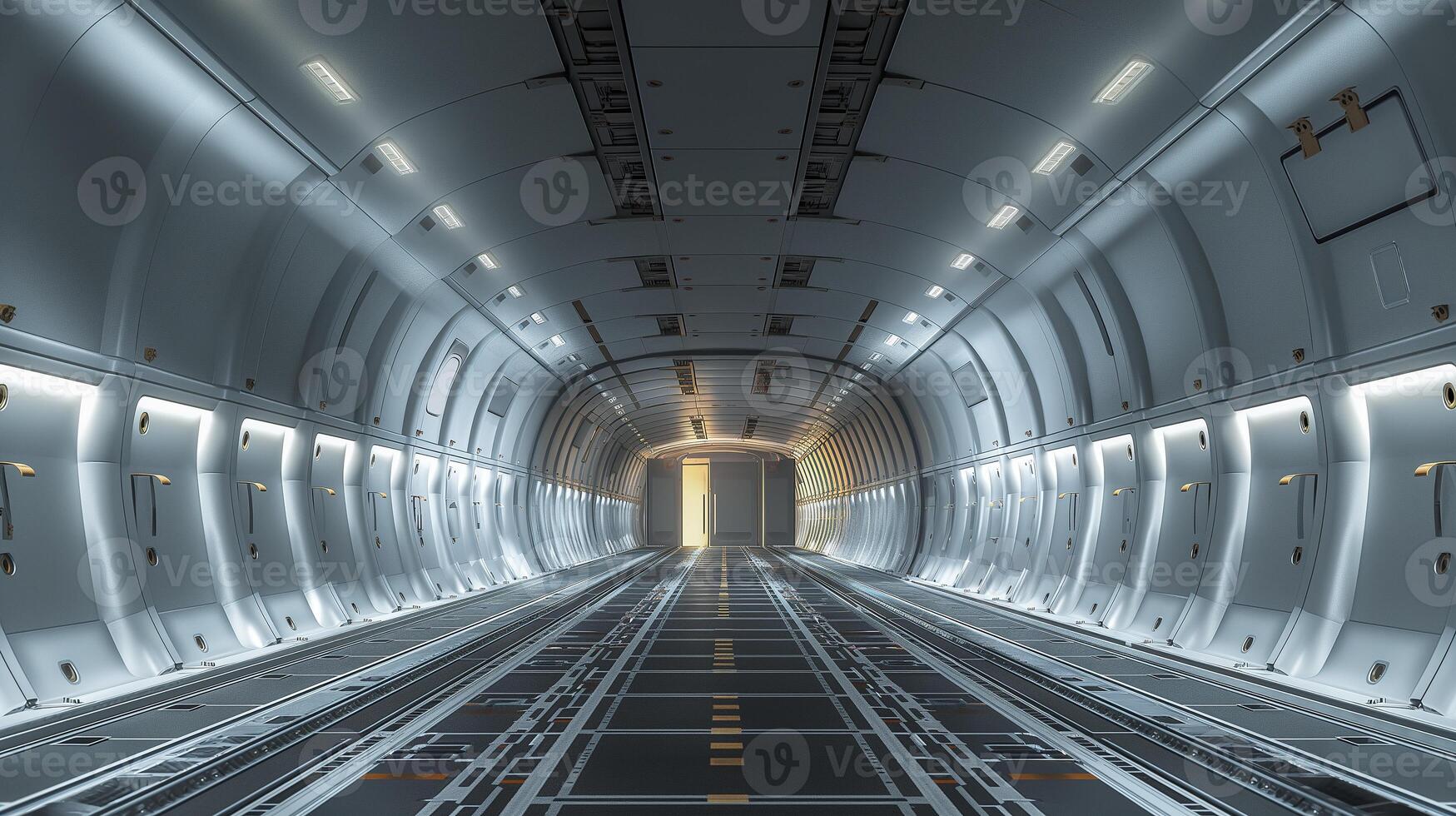 This Cargo aircraft interior optimized for efficient transport, showcasing automation and mobility. photo