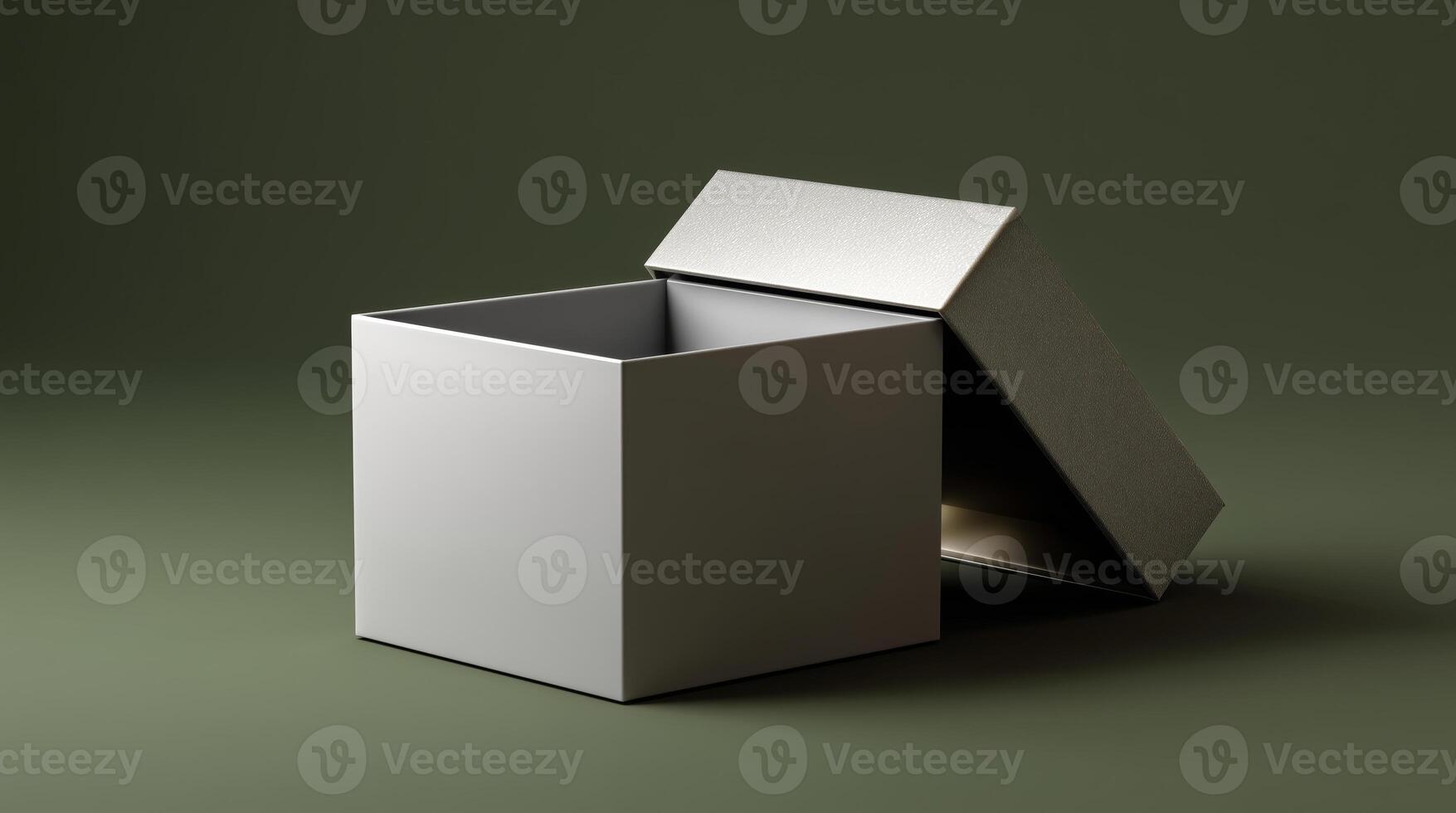 A partially opened gift box sits on a calm surface, inviting curiosity about its hidden treasures. The sleek design and subtle colors enhance the anticipation of the surprise within. photo