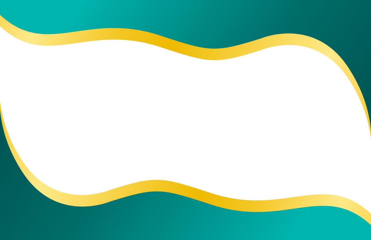 Teal and Gold Frame Borders with Wave Pattern vector