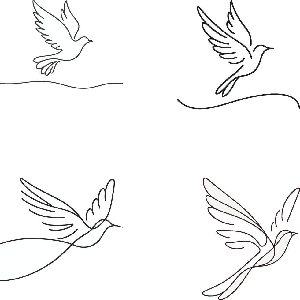Minimalist One Line Bird Drawing. Elegant Bird in Flight Wall Art vector