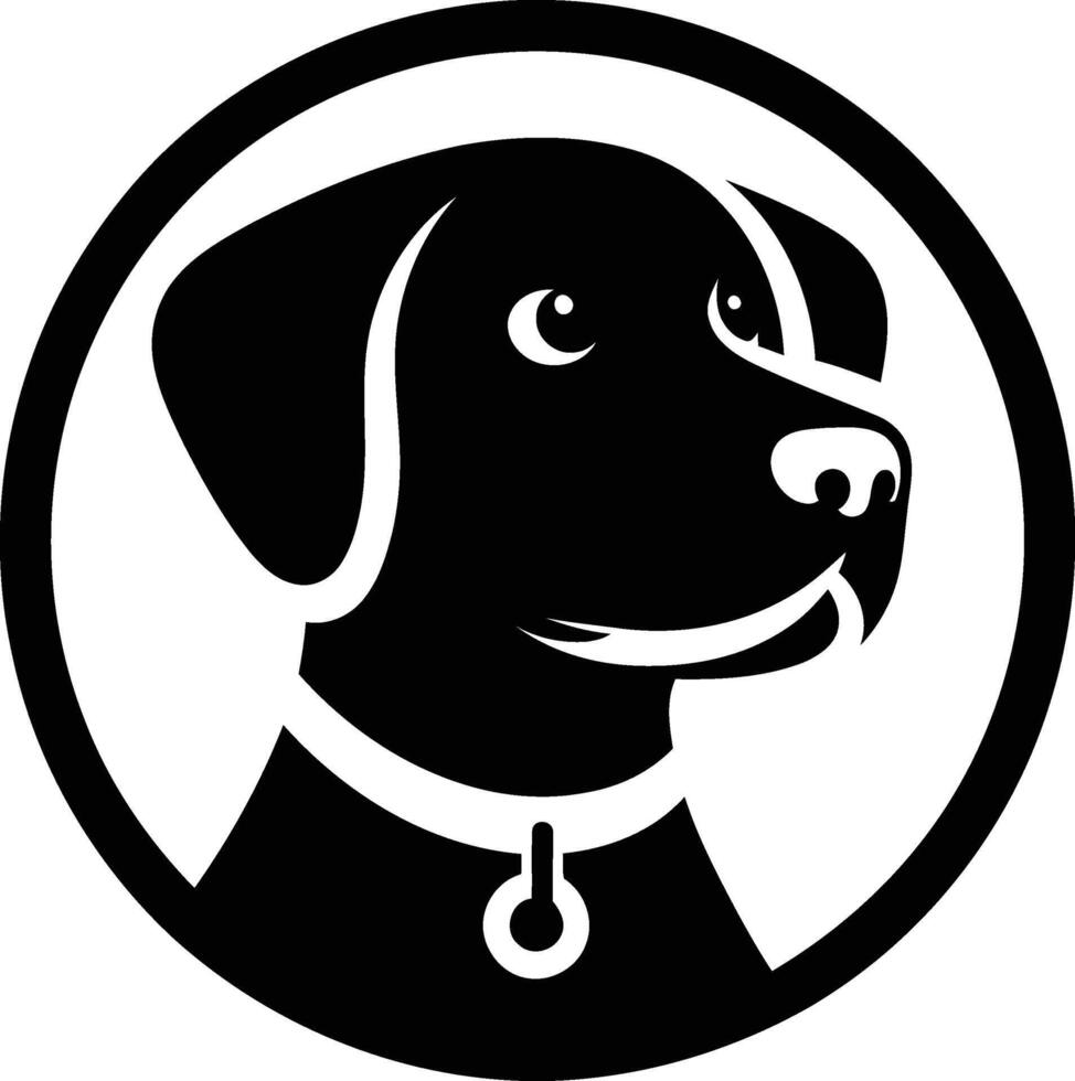 Black and white dog face art illustration on white background vector