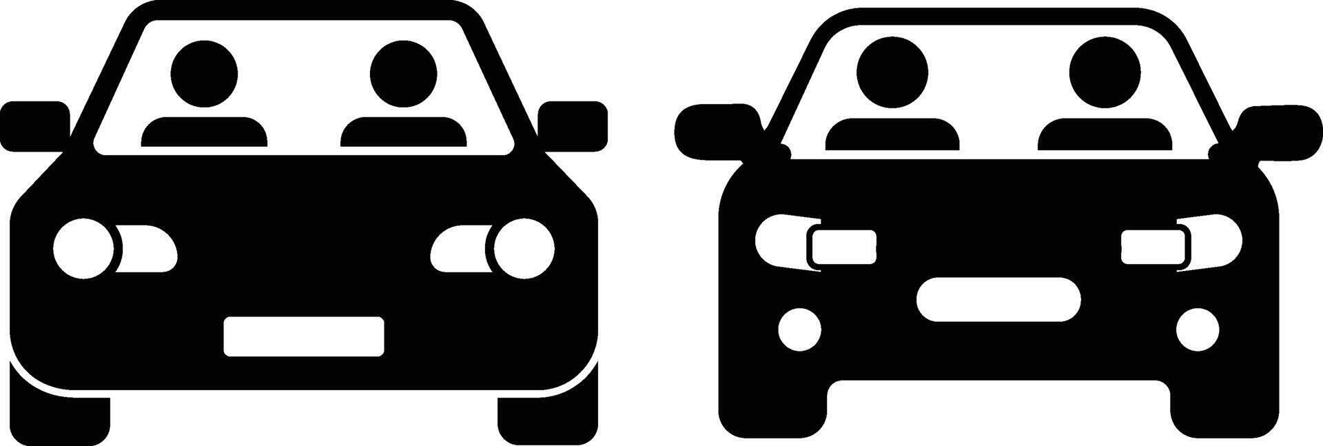 Minimalist Illustration of Two Stylized Cars with Passengers vector