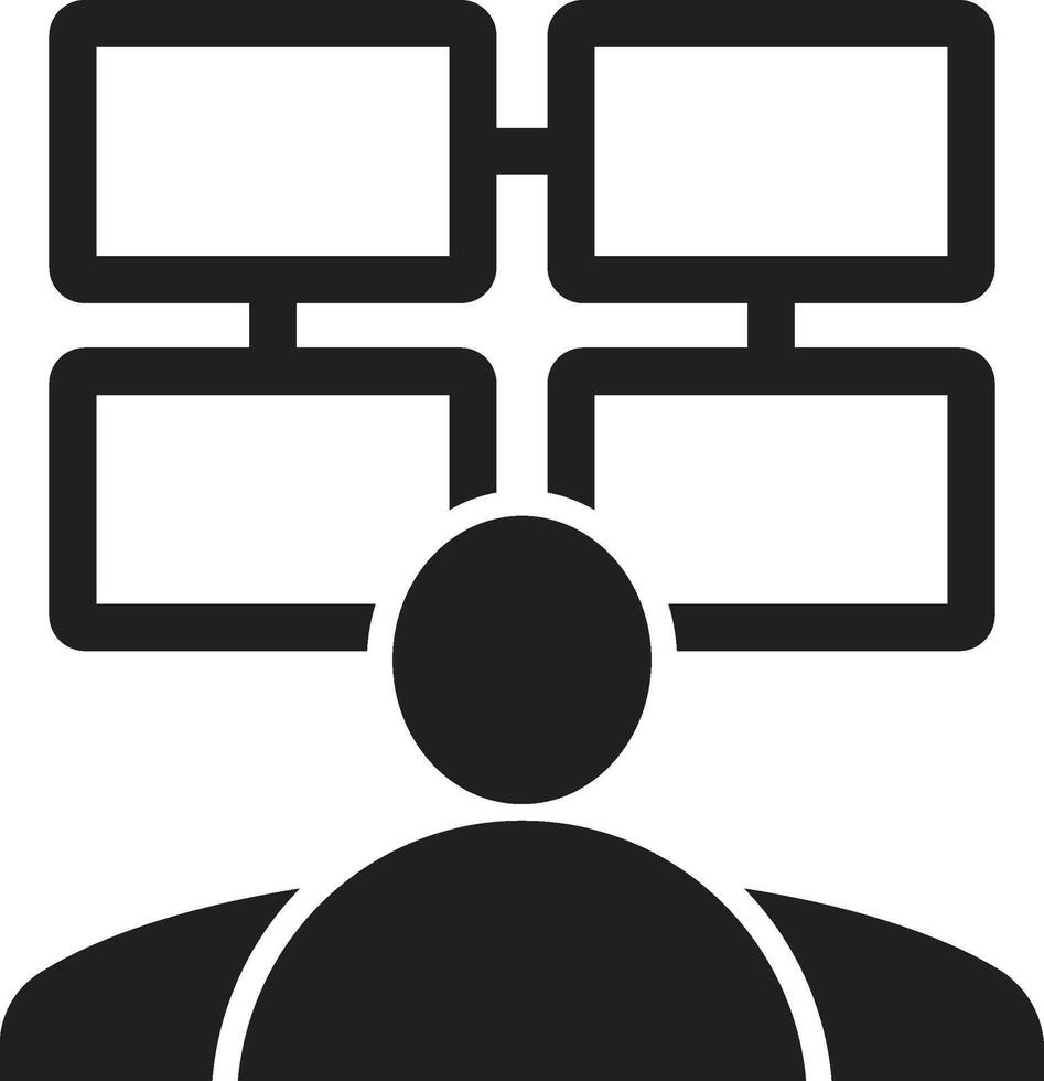 Icon Depicting User Interaction with Multi-Screen Digital Interface vector