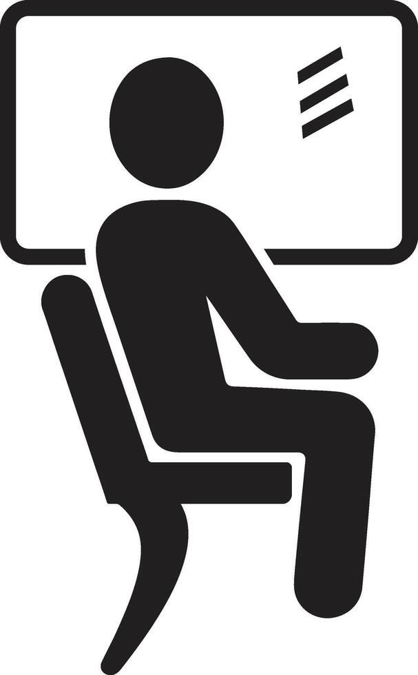 Icon of Seated Figure Engaging with Screen in Modern Tech Environment vector