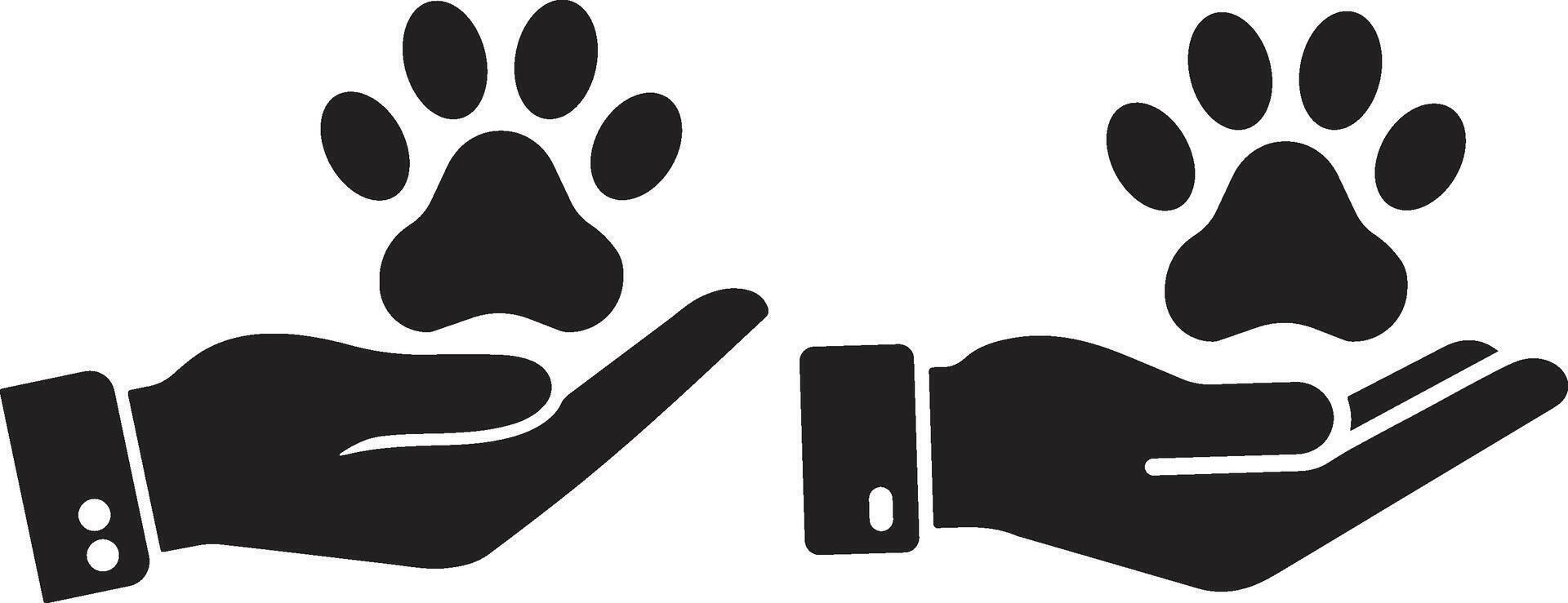 Minimalist Hands Holding Pet Paw Print vector