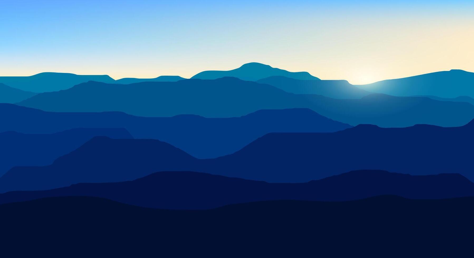 illustration of mountain scenery during clear weather at dawn vector