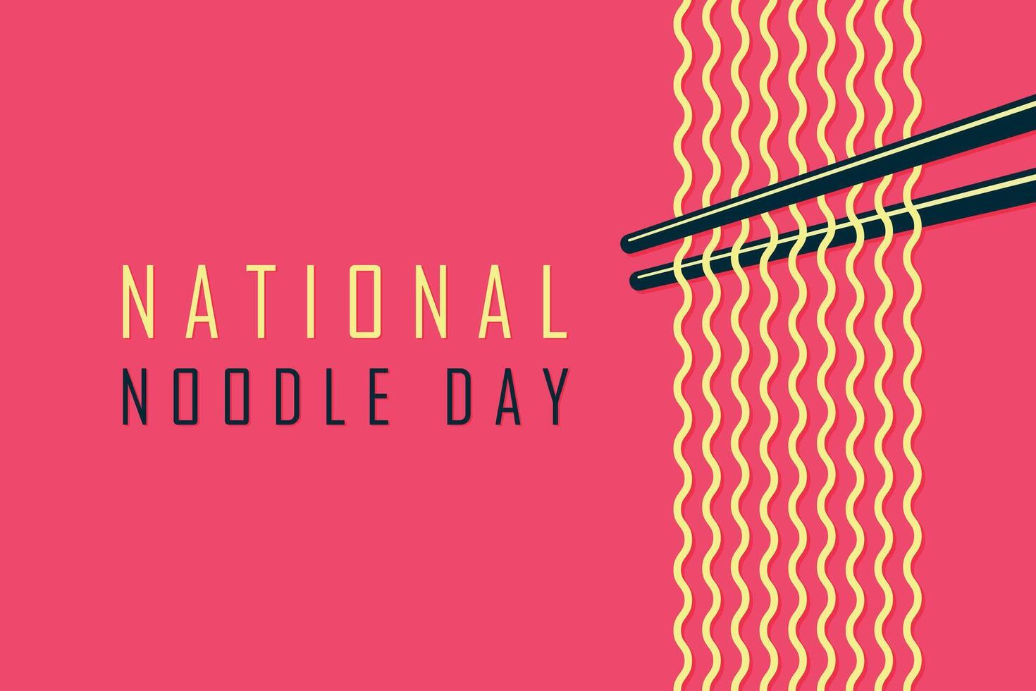 national noodle day minimalistic poster flat illustration with noodles and chopsticks. vector