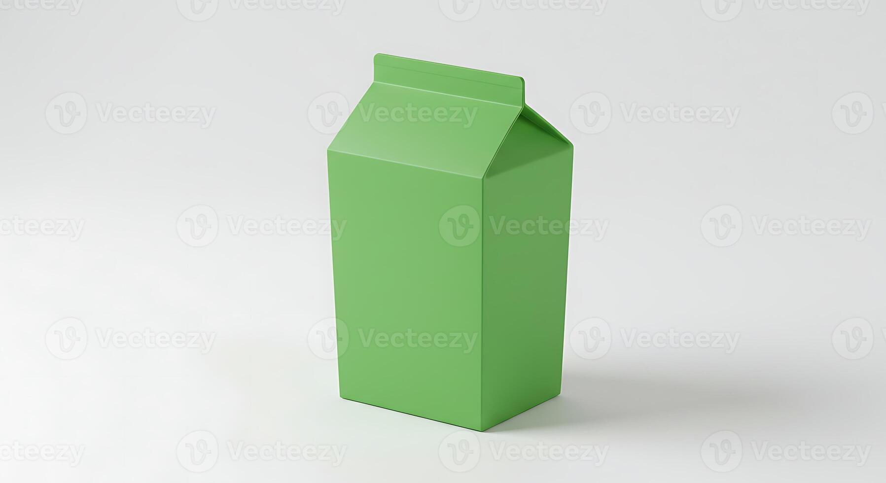 Minimalist Green Milk Carton Mockup on White Background for Product Display photo