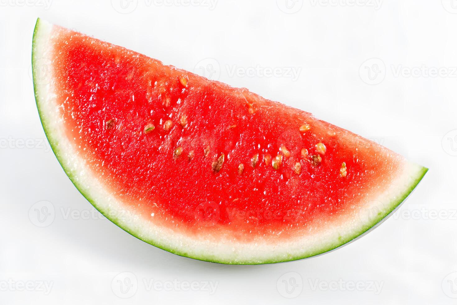 A bright and juicy watermelon slice isolated on a pure white background for a fresh summer theme photo