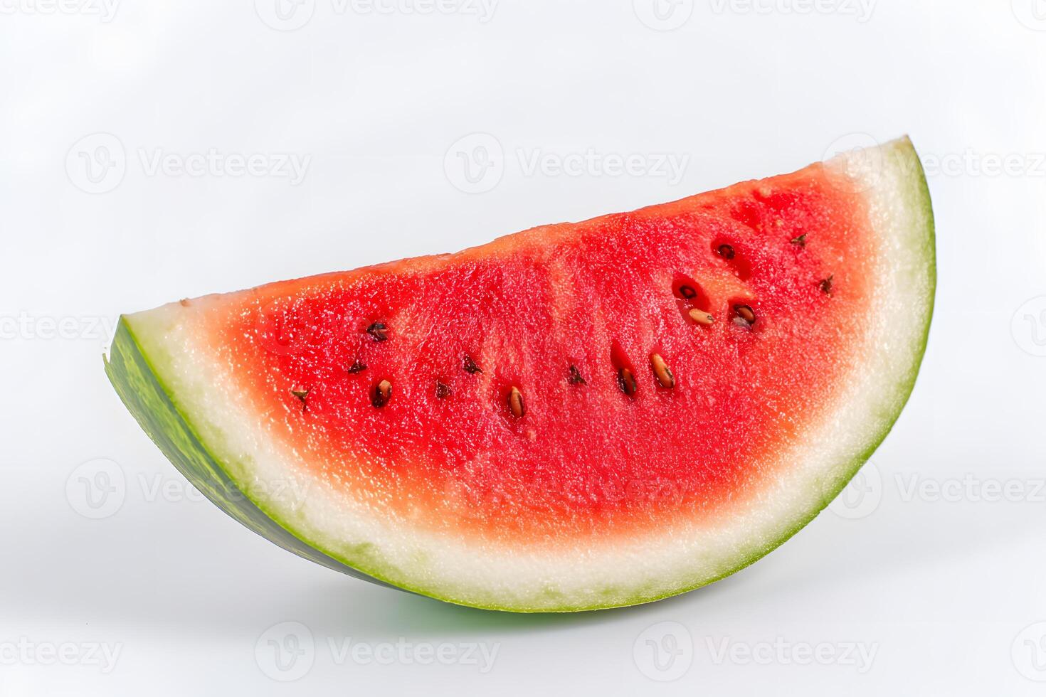 A fresh watermelon slice placed isolated on a clean white background, vibrant and juicy photo