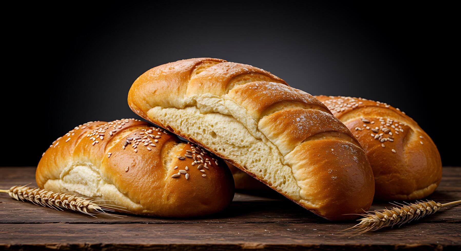 Baked Bread Image with Realistic Flour and Crunch photo