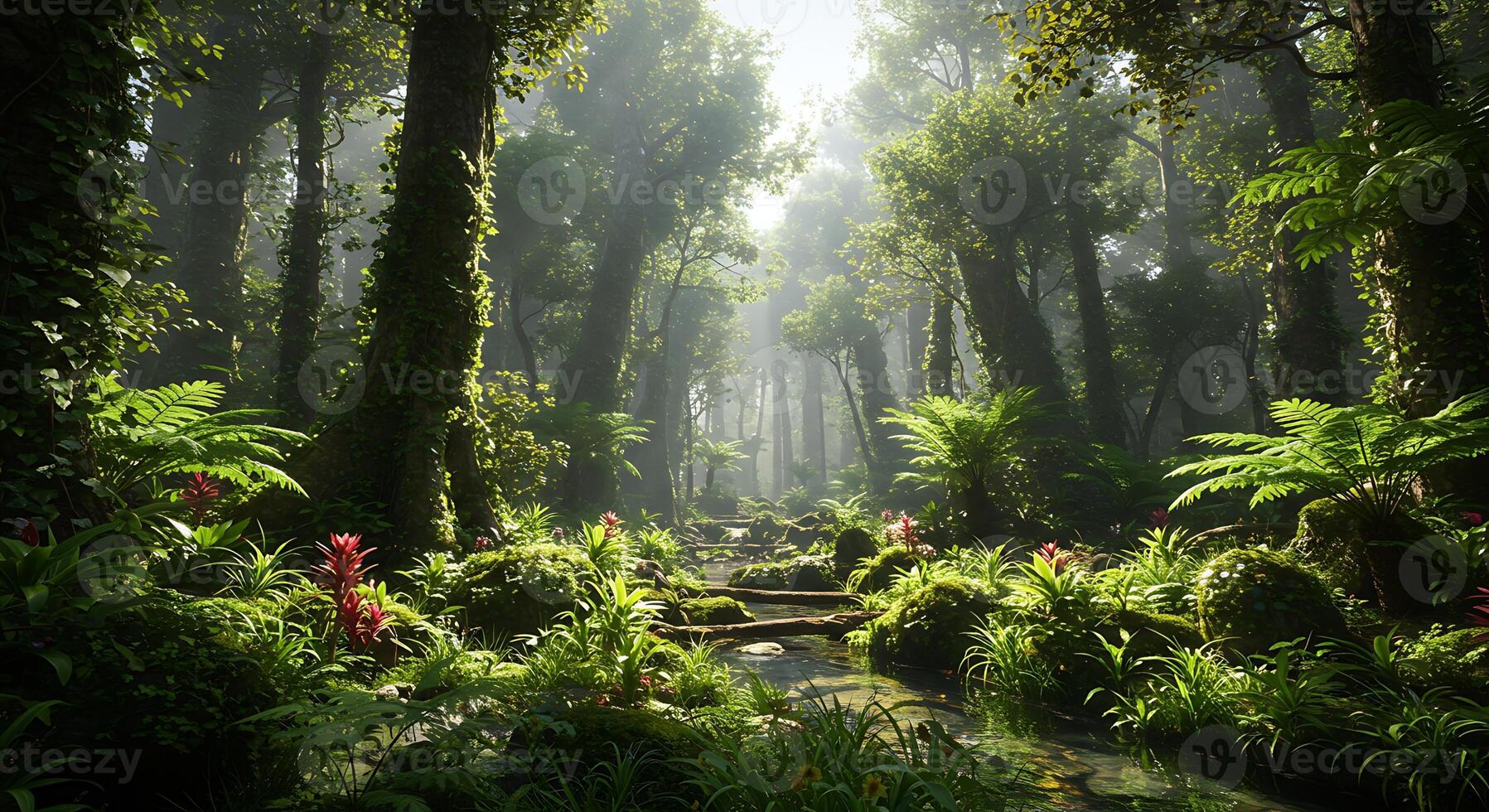 Realistic Landscape with Layered Foreground and Background Harmony photo
