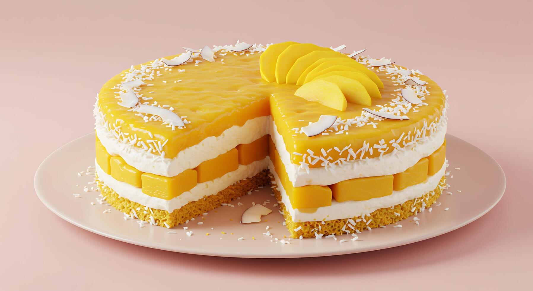 Delicious Cake in Soft Lighting with Glossy Finish photo