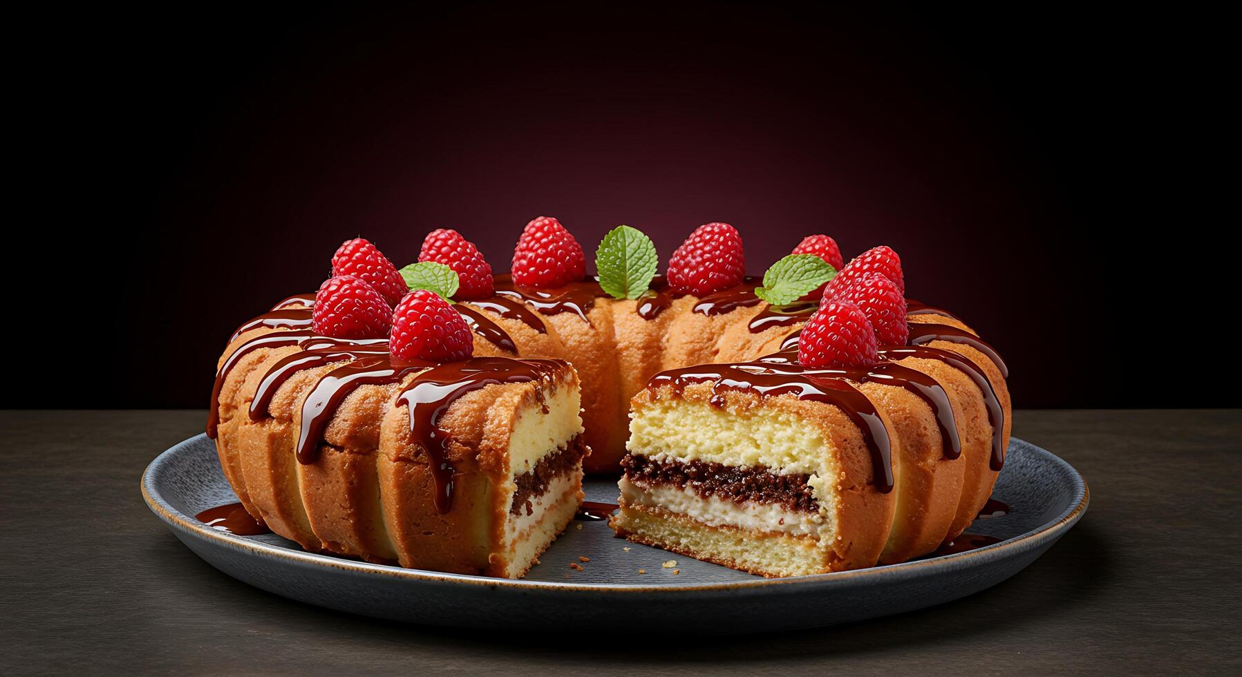 Realistic Close-Up Dessert Shot with Gourmet Presentation photo