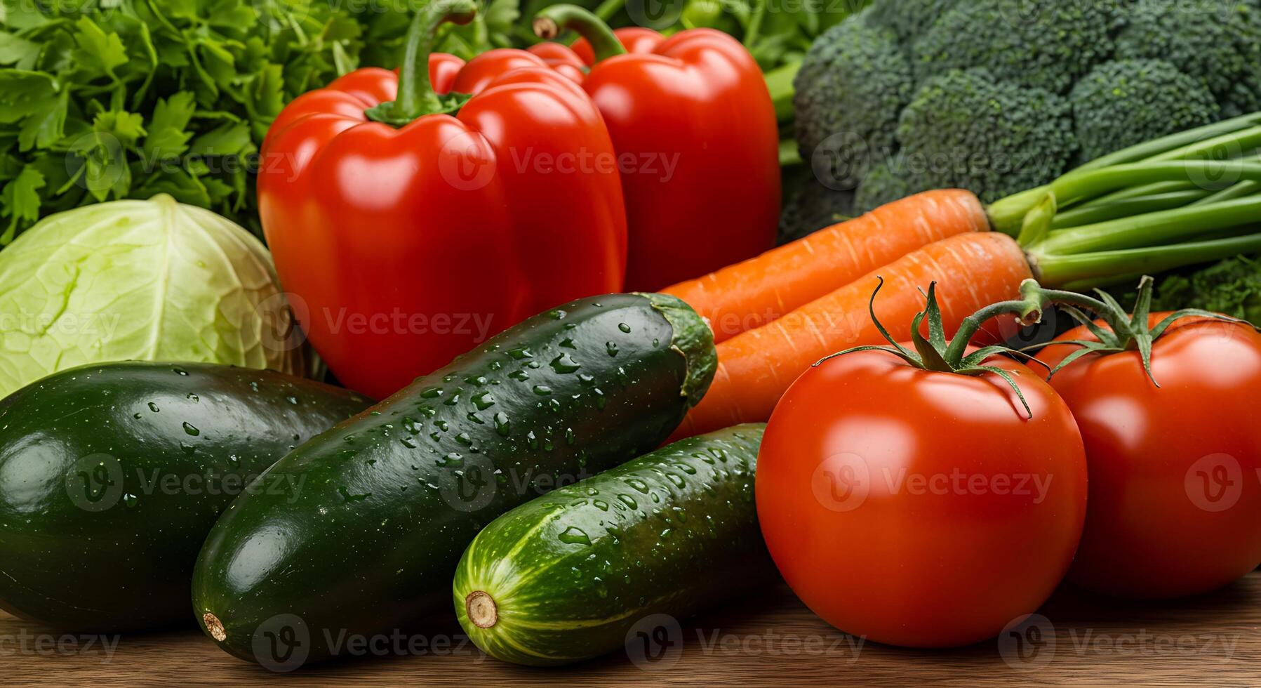 Vegetables Glowing in Natural Light with Realistic Texture photo