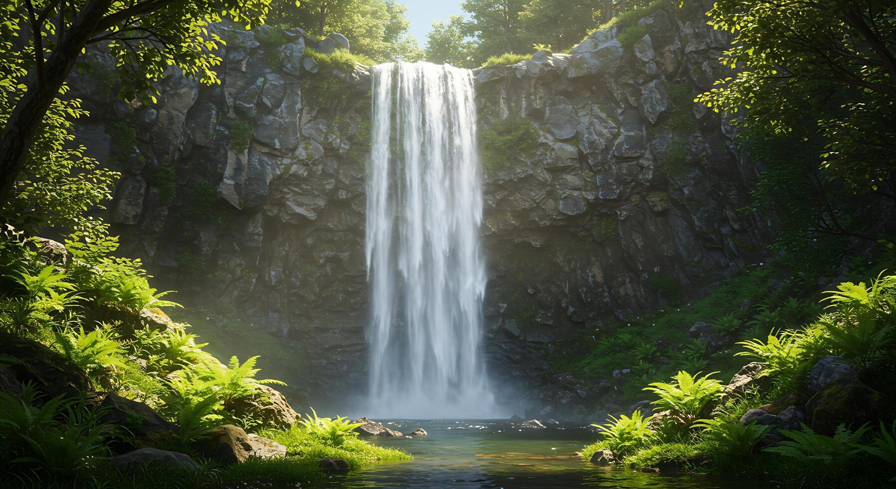 Tranquil Landscape Scene Captured with Elegant Lighting Precision photo