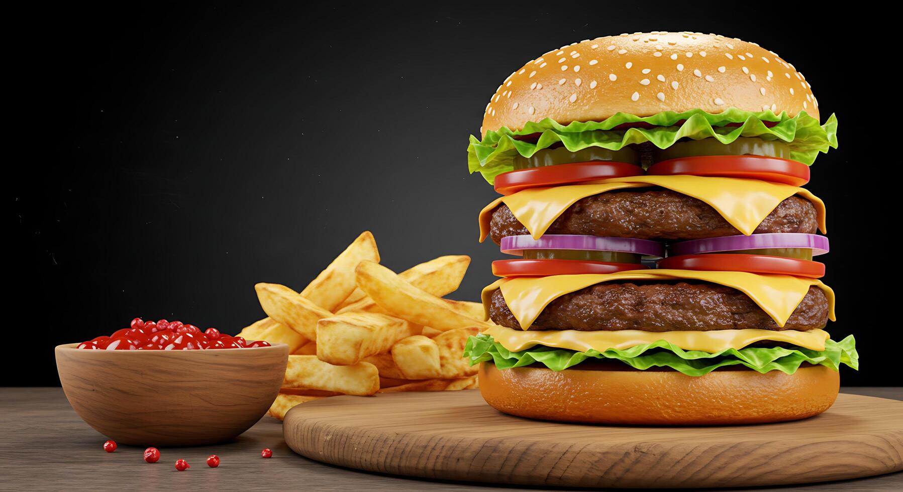 Mouthwatering Gourmet Cheese Burger With Melted Cheese photo