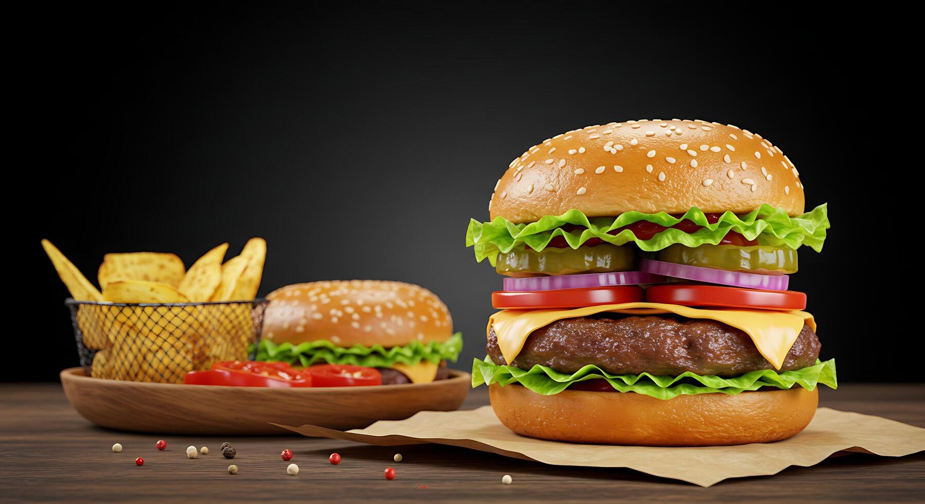 Grilled Chicken Burger With Fresh Lettuce Tomato And Crisp Onions photo