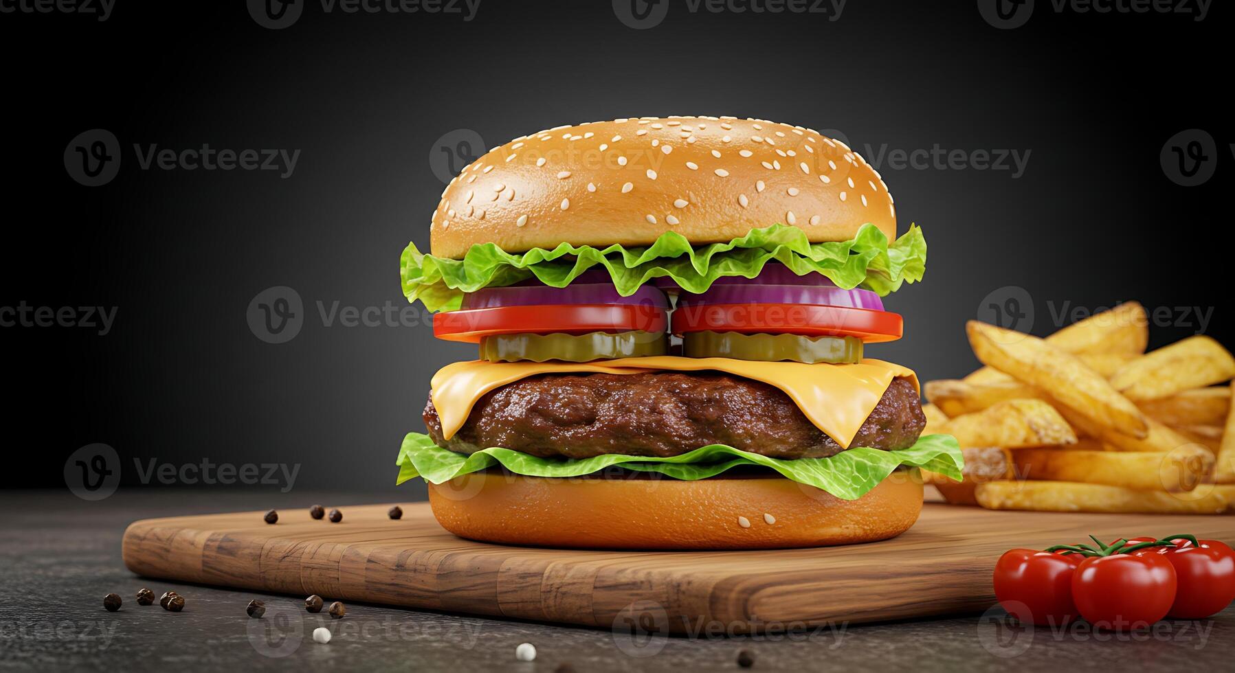 Crispy Chicken Burger With A Fresh Crunchy Vegetable Mix photo