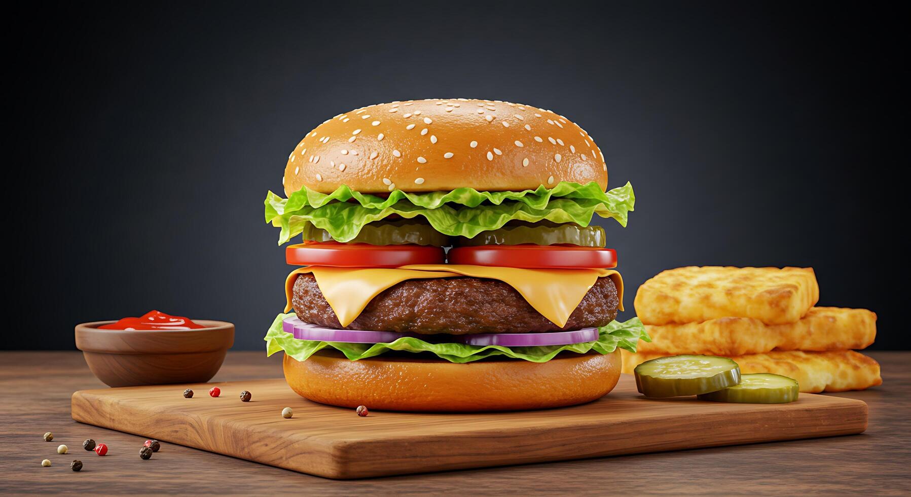 Grilled Chicken Burger With Creamy Sauce And Fresh Lettuce photo
