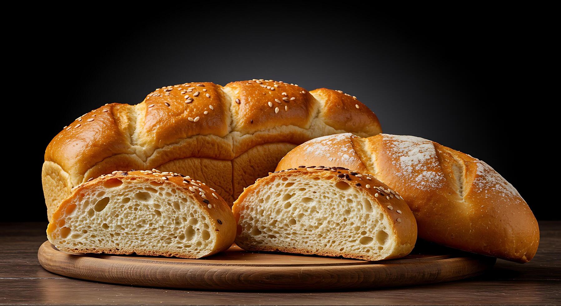 Fresh Oven Bread with Cracked Top and Fluffy Crumb photo
