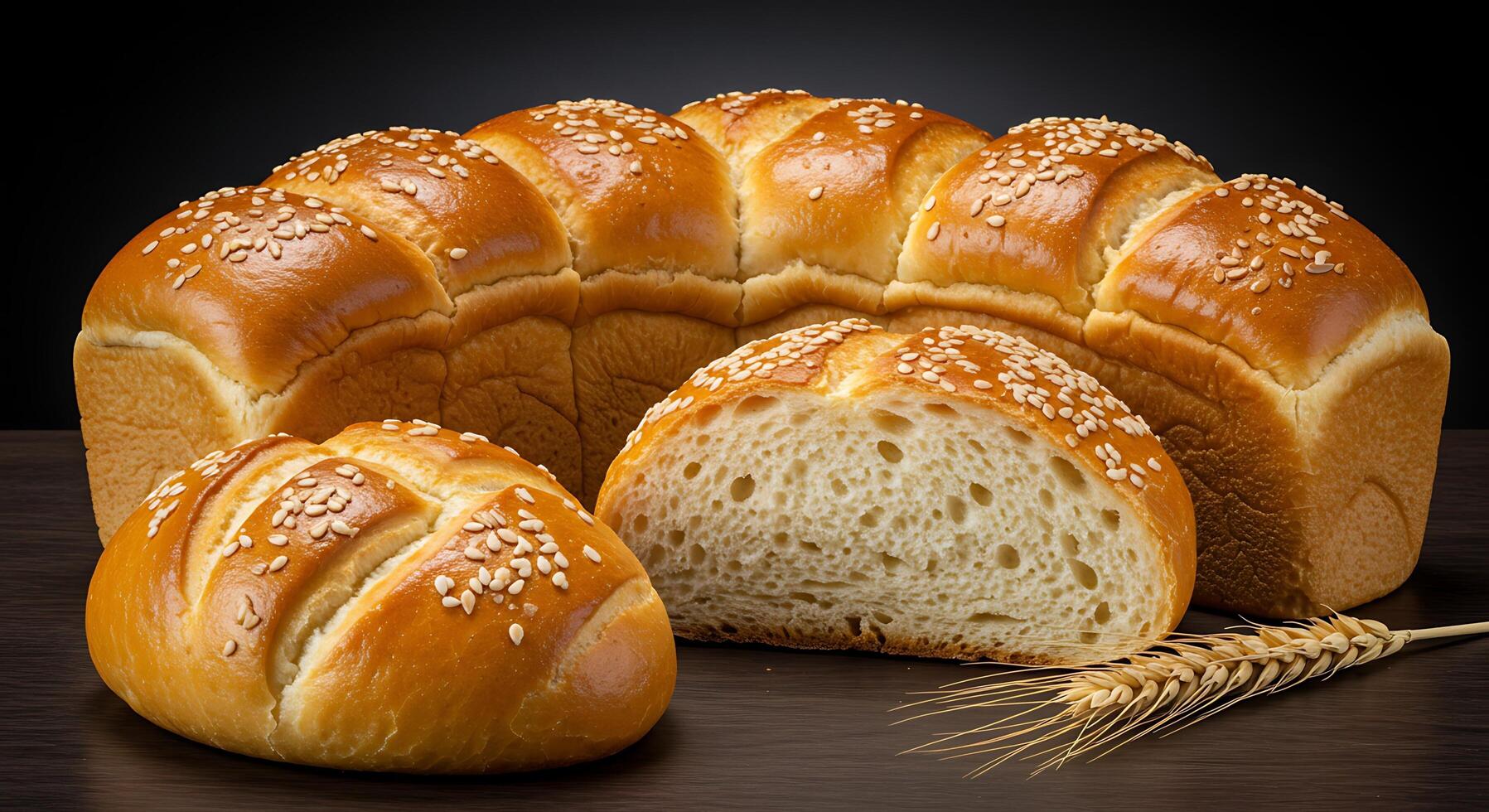 Realistic Crust Close Up of Artisan Bread Surface photo