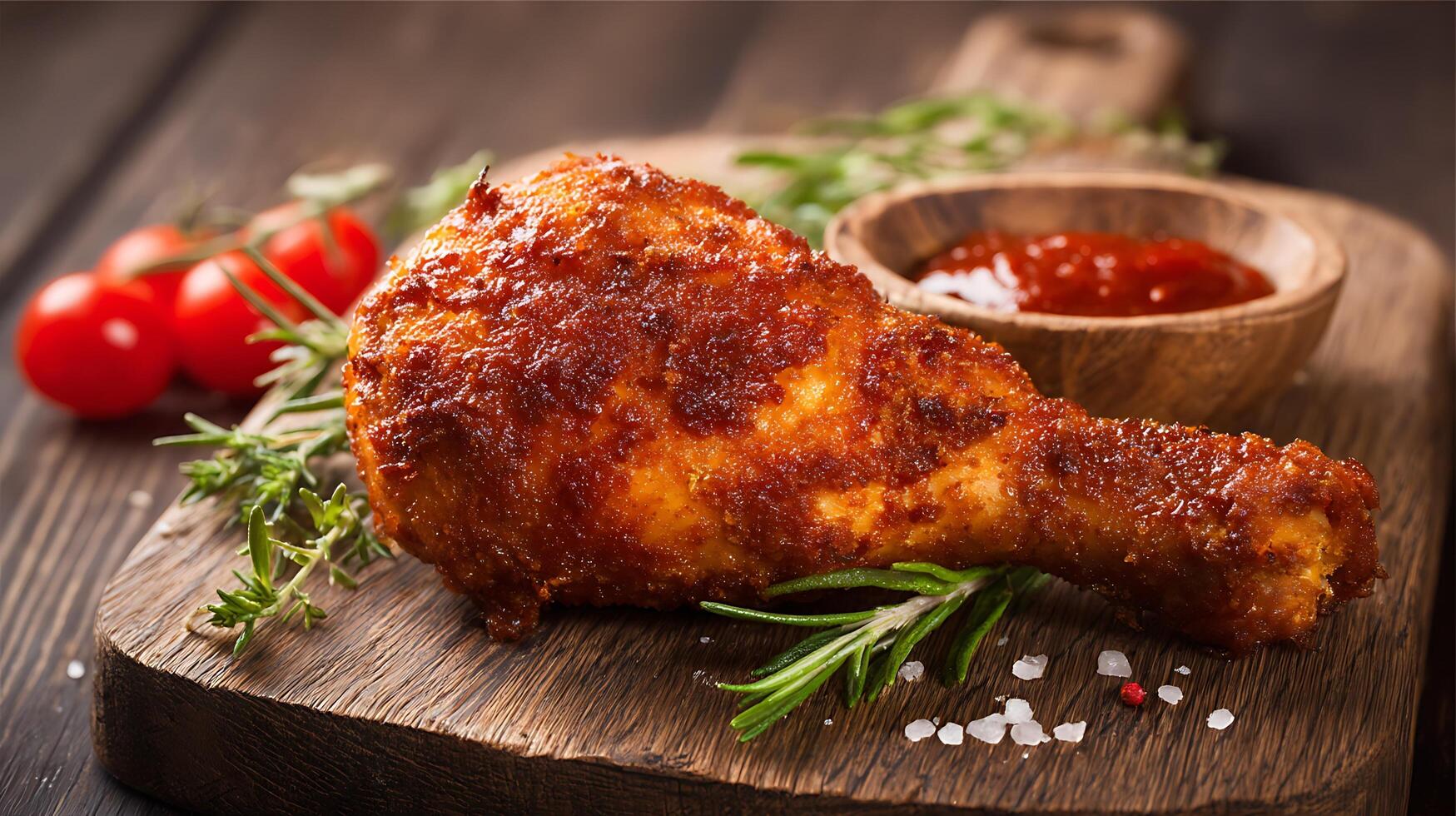 Crispy Chicken Leg in Natural Light, Ultra Sharp Focus photo