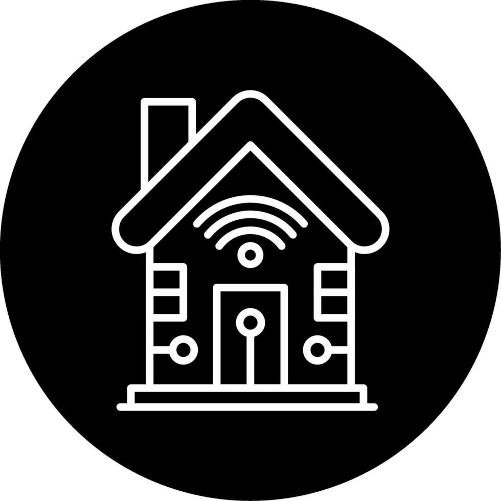 Smart House Intelligent Home System Line Circle Inverted vector