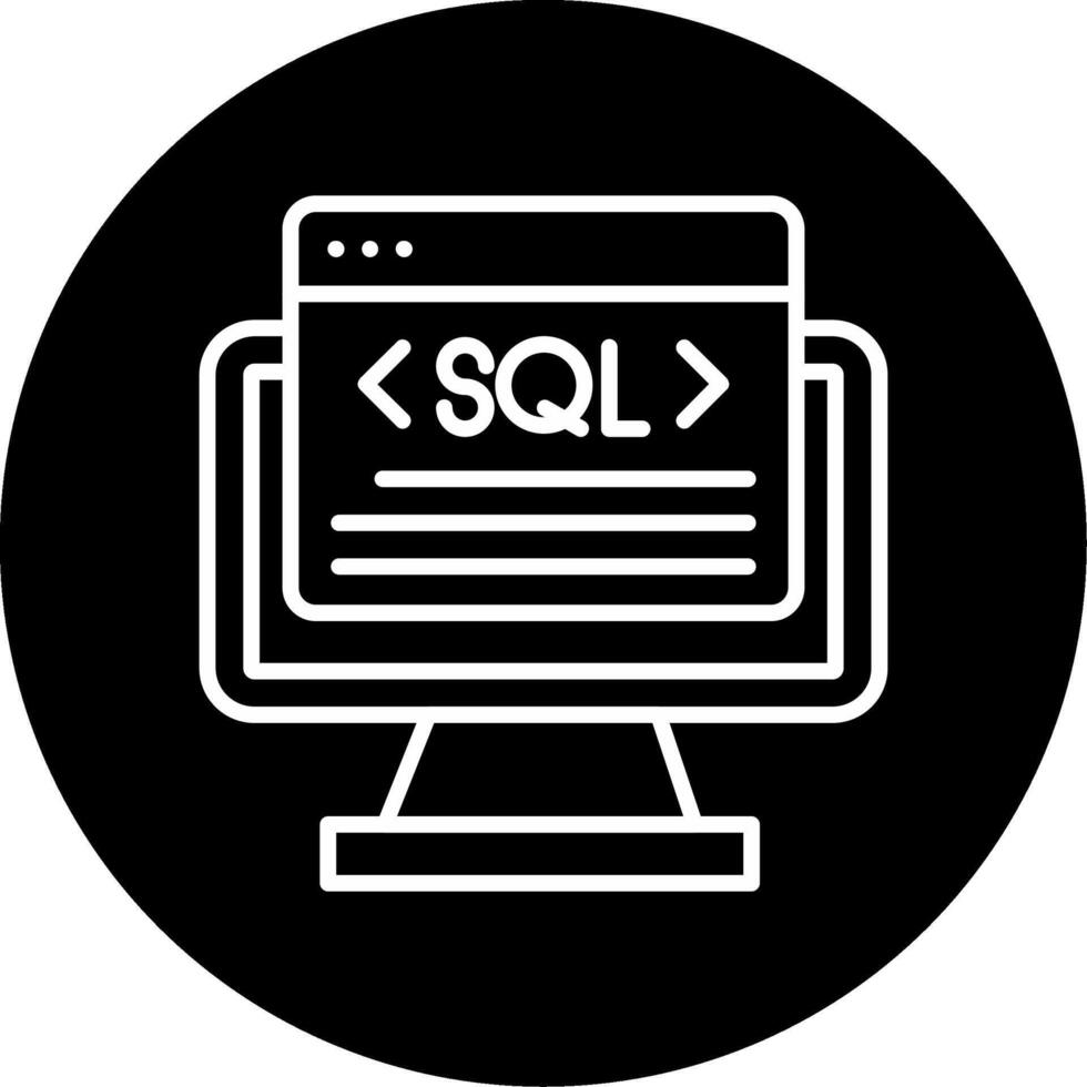 sql base de datos consulta línea circulo invertido vector