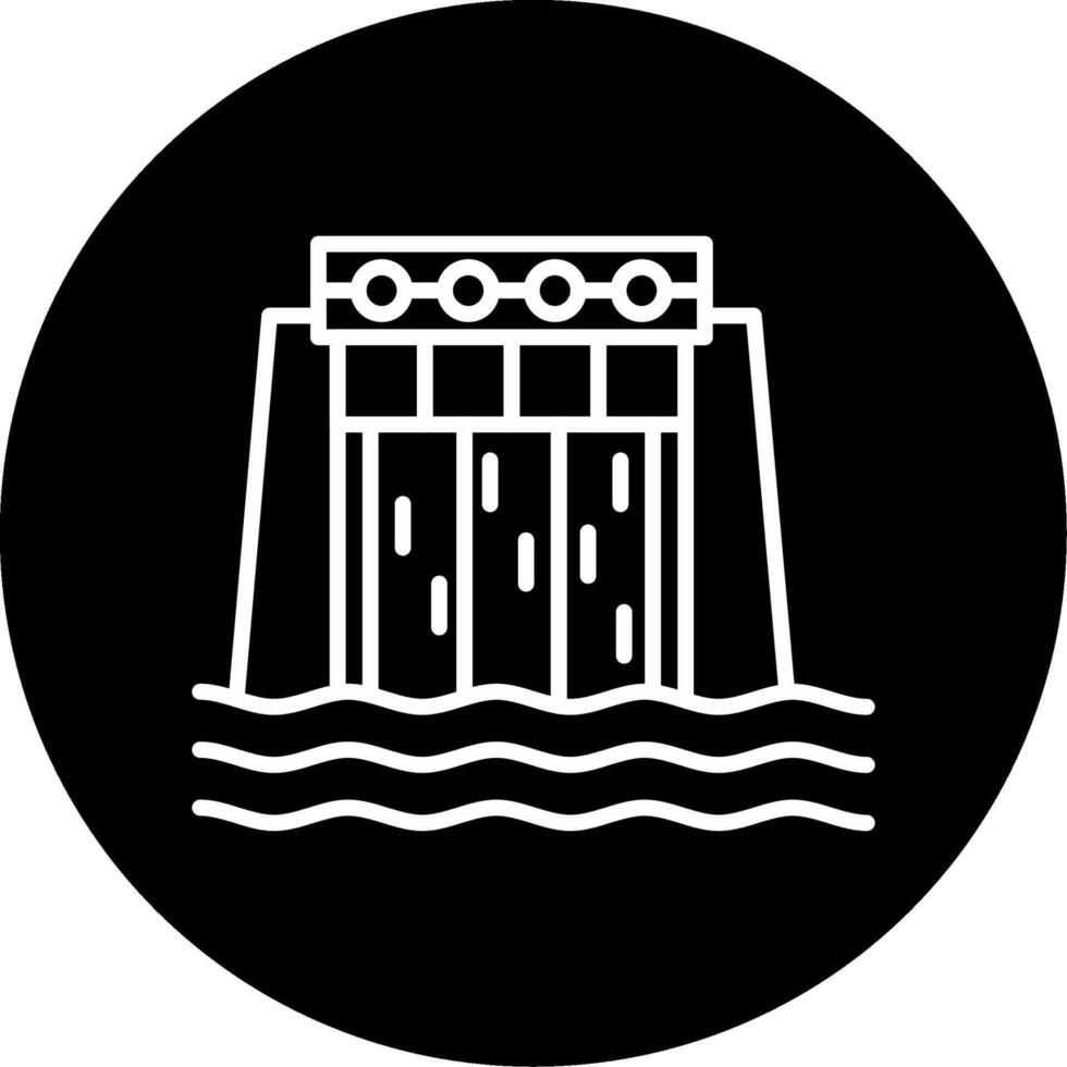 Dam Water Storage Facility Line Circle Inverted vector